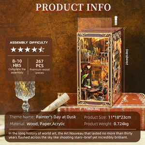 Minicity 2025 nuevo libro 3D Nook biblioteca libro Nook Diy <span class=keywords><strong>casa</strong></span> en miniatura Diy libro Nook Kit rompecabezas para adultos-Día del <span class=keywords><strong>pintor</strong></span> al atardecer - Product Image 2