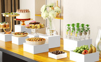 Présentoirs Acryliques Blancs pour Buffet, Rehausseurs Cubes Emboîtables, Supports Carrés pour Aliments, Desserts, Gâteaux