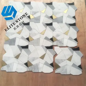 Natural Stone Black and White Marble Waterjet Mosaic Tiles for Villa Kitchen Backsplash and Bathroom Wall Tile