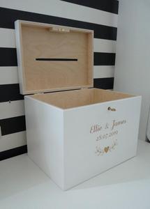 Wooden Personalized White <strong>Wedding</strong> <strong>Card</strong> <strong>Box</strong> with Slot, Engraved Greeting <strong>Cards</strong> Collection <strong>Box</strong> for <strong>Weddings</strong> Birthdays Graduations - Product Image 3
