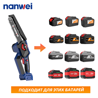 Scie à chaîne électrique sans fil Nanwei 8 pouces, outil de jardinage pour couper les branches et le bois, mini-scie sans balais