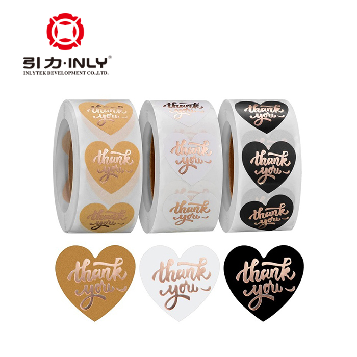 Waterproof Thank You Stickers 500 Labels For Small Business, Packaging, Mailer Seal Stickers Classic Colors With Gold Foil