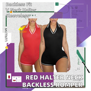 NOVEDAD DE <span class=keywords><strong>VERANO</strong></span> 2025, ropa de dormir Sexy para mujer, sin mangas, cuello en V, cuello Halter, monos rojos sin espalda, <span class=keywords><strong>mono</strong></span> informal con patrón de leopardo, monos - Product Image 2