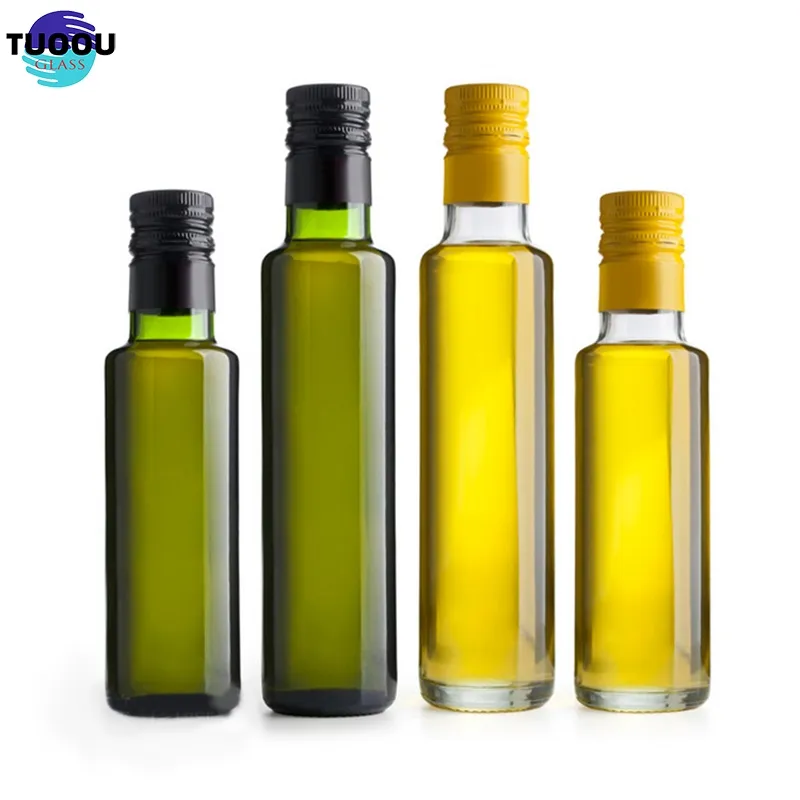 Botella de vidrio transparente con tapa para aceite de oliva, frasco vacío de vidrio con tapa, redondo, marrón, 150ml, 250ml, 500ml, 750ml, 1L100ml