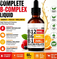 Gouttes liquides de vitamine B12 60 ml saveur framboise avec vitamine B6+B1 etc. Soutien multivitaminé pour la récupération énergétique, la santé du cerveau et du cœur