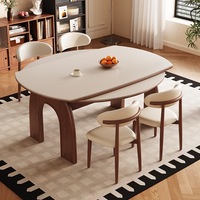 Juego de Mesa de Comedor Moderno, Ovalado, de Piedra Sinterizada, con 6 Sillas Estilo Sirena, Ecológico, para Uso en Escuelas, Hoteles, Villas y Apartamentos