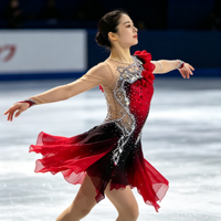 Robe de patinage artistique dégradé rouge et noir avec strass et maille, manches longues, pour enfants et adultes, tenue de performance pour compétition sur glace