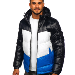 Chaqueta de invierno acolchada de manga larga personalizada para hombre último estilo con cuello alto precio de poliéster fino - Product Image 1