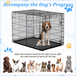 Double Door Indoor Outdoor Pet Dog Kennel Crate Cage With Black Metal Foldable Heavy Duty Large Dog Cages Metal Kennels - Product Image 5
