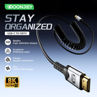 Cable de Video USB C HDTV 8K/1080p Doonjiey con Blindaje de Grafeno, Resorte de TPU, Modo DP Alt, Transferencia de Datos de Alta Velocidad, Duplicación de Pantalla