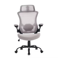 Nouvelle arrivée, chaise de bureau ergonomique JR RACING, tissu en maille grise, appui-tête 3D, design moderne, dossier haut, chaise de bureau réglable en hauteur