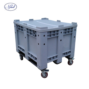 <span class=keywords><strong>Caisse</strong></span> de palette en plastique robuste dépliable <span class=keywords><strong>avec</strong></span> roues Boîte de retournement Bac de rangement Structure perforée empilable pour le stockage en vrac - Product Image 1