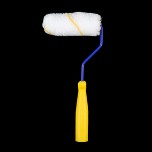 Rouleau de peinture en polyester rayé jaune haute densité avec poignée en plastique rouge, cadre à dégagement rapide, outil de peinture durable pour bricolage domestique - Product Image 3