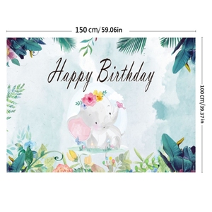 Toile de fond photographique populaire 150x100cm, motif éléphant mignon de dessin animé, pour décoration de fête d'anniversaire - Product Image 3