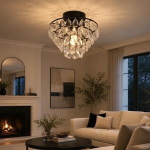 Modern Crystal Chandelier Ceiling <b>Light</b> Surface Mounted Crystal Ceiling Lamp for Living Room <b>Kitchen</b> Bedroom - Product Image 2