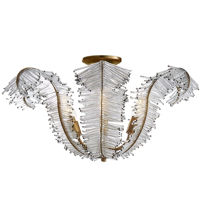 Modern Creative Decoration Ceiling Lamp Bedroom Handmade Glass Strip Simple Aisle Feather LED Ceiling Lamp