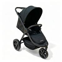 Poussette bébé convertible 3-en-1 avec cadre doré, mode nacelle et grand rangement pour nourrissons et tout-petits