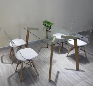 New stil esstisch set 6 sitzer licht grau stühle küche möbel zeitgenössische 4 stück zusammen glas esstisch sets