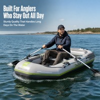 Bateau de pêche gonflable à fond rigide, en PVC 3 couches, maille épaissie, résistant à l'abrasion, pour 4 personnes, avec support hors-bord, vente en gros