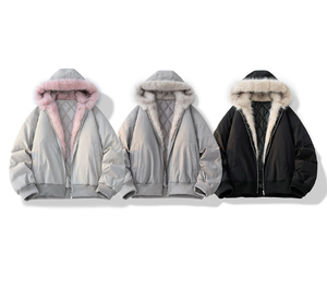 Parka de travail en coton unisexe, col en fourrure, épaisse, style couple, à capuche, pour automne et hiver - Product Image 5