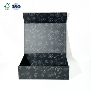 Ropa reciclada sudadera con capucha negro embalaje de regalo logotipo personalizado serigrafía caja de papel de ropa magnética - Product Image 3