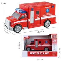 Samtoy - Coche de Juguete de Ambulancia para Niños, Modelo de Metal Fundido a Presión con Puertas que se Abren, Simulación de Hospital, Escala 1:20, Funciona con Fricción