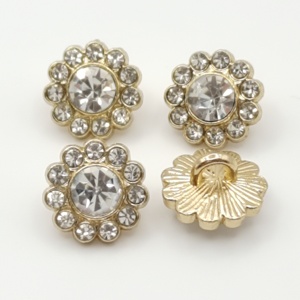 Whoelace 12Mm Áo Sơ Mi Rhinestone Ưa Thích Vàng Nút Pha Lê Kim Cương Hoa Hình Nút Cho Quần Áo - Product Image 2