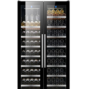 Distributeur de vin électrique en acier inoxydable avec éclairage LED à 2 portes, réfrigérateur à boissons, R600a, contrôle de la température à deux zones - Product Image 1