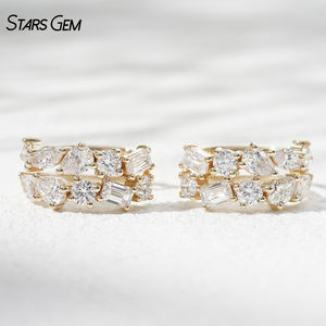 Pendientes de Oro Sólido de 10K Starsgem, Pendientes de Oreja Unisex de Moda, Clip de Oreja con Diamante Cultivado en Laboratorio de 0.69ct, Forma Elegante - Product Image 1