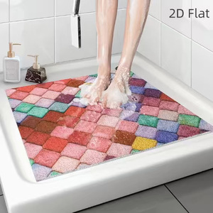 Alfombra de baño de seda con diseño geométrico rectangular, antideslizante, resistente al desgaste, fácil de limpiar, alfombra para el suelo de la ducha. - Product Image 1
