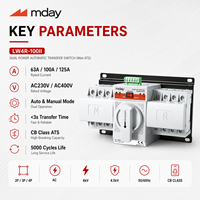 Commutateur de transfert automatique (ATS) Mday 2P 3P 4P 63A 100A 125A, inverseur de source double alimentation pour générateur et énergie solaire