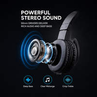 Headset Gaming dengan Mikrofon, Driver 50mm, Suara Stereo, Headband yang Dapat Disesuaikan, Peredam Kebisingan Aktif (ANC), Tahan Air IPX-4