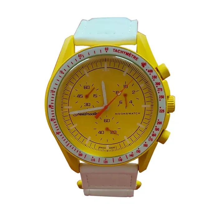 Yellow color plastic watch sport wristwatch men women Moon quartz watch
