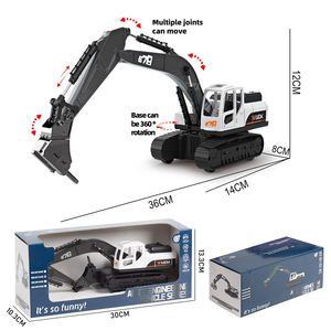 BEFLY Camions jouets en métal à friction en alliage, à rotation 360°, <span class=keywords><strong>avec</strong></span> fonctions d'excavation, de <span class=keywords><strong>grue</strong></span>, de <span class=keywords><strong>benne</strong></span> basculante et de concassage de pierres, pour les 5 ans et plus - Product Image 2