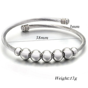 Mecylife mở rộng cáp Vòng đeo tay dây thép không gỉ Vòng đeo tay đính cườm Vòng tay <span class=keywords><strong>Bangle</strong></span> cho phụ nữ - Product Image 2