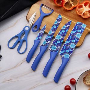 Ensemble de couteaux 6 pièces en acier inoxydable avec impression couleur, pour la cuisine domestique et la préparation alimentaire - Product Image 5