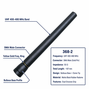 Antena flexible de goma vertical UHF 368-2 de 400-480MHz para walkie-talkies Baofeng, Kenwood, <span class=keywords><strong>Retevis</strong></span> - Product Image 6