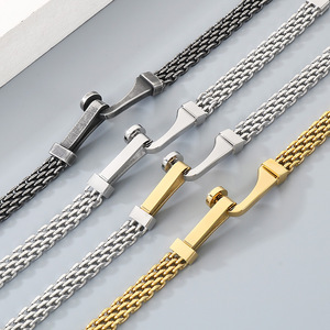 Bracelet chaîne cubaine en acier inoxydable pour homme, style hip-hop, design simple et original, chaîne à maillons cloutés - Product Image 3