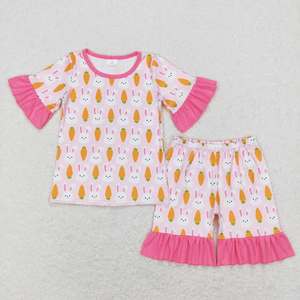 Pijamas de Pascua para niñas con estampado de conejitos de Pascua a juego para hermanas, pijamas de manga corta para Pascua - Product Image 5