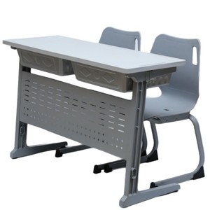 Lin Ying School <b>Desk</b> And Chair <b>Set</b> Modern Minimalist Style Aluminum Alloy Double Movable For University College Training - Product Image 5