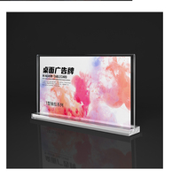 Mini carte en plastique Note panneau publicitaire Double face acrylique T forme support présentoir