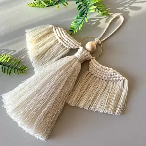 Adornos de Ángel de macramé anudados a mano, decoración colgante de pared de Hada de macramé, árbol de Navidad, 2022 - Product Image 4