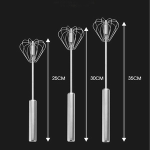 Thép không gỉ bán tự động trứng sữa Whisk Mixer Dễ dàng sử dụng trứng Beater tay đẩy quay Whisk Máy xay sinh tố - Product Image 6