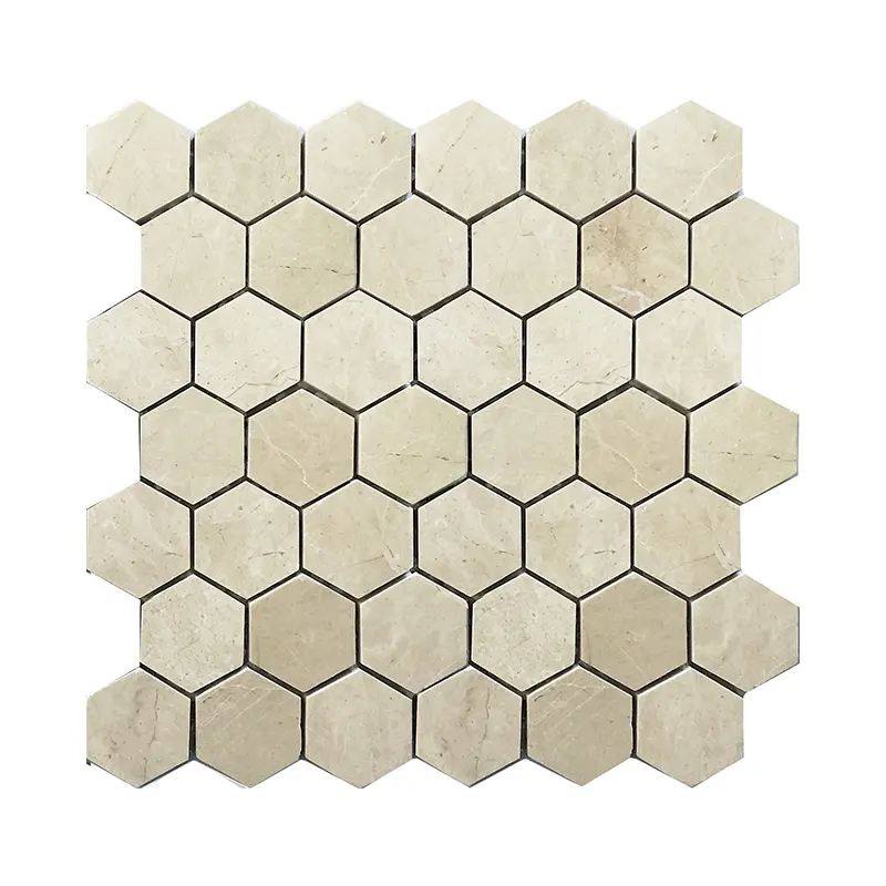 Hexagon crema marfil Mosaico di marmo per il bagno