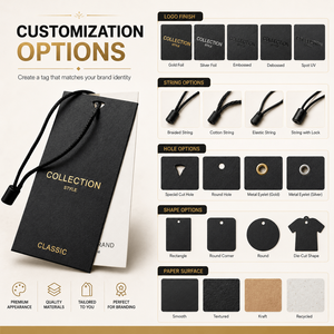 Etichette di Lusso in Carta Riciclata Personalizzate con Goffratura e Stampa a Caldo per Abbigliamento, Eco-Friendly e Sostenibili - Product Image 4