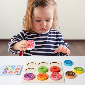 Enlightenment Matching Donuts Color Cognición Ejercicio Mano-Ojo Coordinación Creativo Lindo Juguetes de madera - Product Image 3