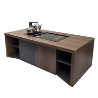 Table à thé rectangulaire avec armoire de rangement Design de ferme en bois MDF verre pour la réception chambre hôtel cuisine ou usage domestique