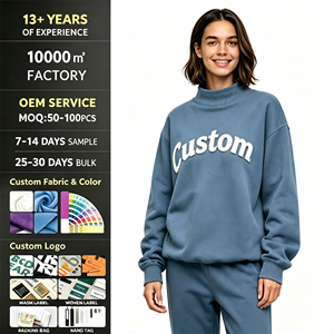 Maglioni da <span class=keywords><strong>Donna</strong></span> Personalizzati con Ricamo, Pullover Oversize in <span class=keywords><strong>Cotone</strong></span>, Streetwear, Maglioni a Collo Alto Lavorati a <span class=keywords><strong>Maglia</strong></span> - Product Image 1
