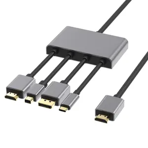 OEM 4K60HZ 4合1 HDMI扩展坞USB C型迷你DP HDMI端口，用于笔记本电脑Macbook Pro PC的HDMI集线器