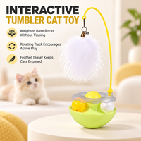 Jouet rotatif pour chat avec plume détachable, boule de catnip et clochette pour l'exercice des chatons et le soulagement de l'ennui
